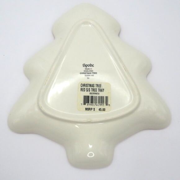 Vintage Spode Christmas Tree Red Trim Tray 7.5" Holiday Serving Dish England - Picture 10 of 12